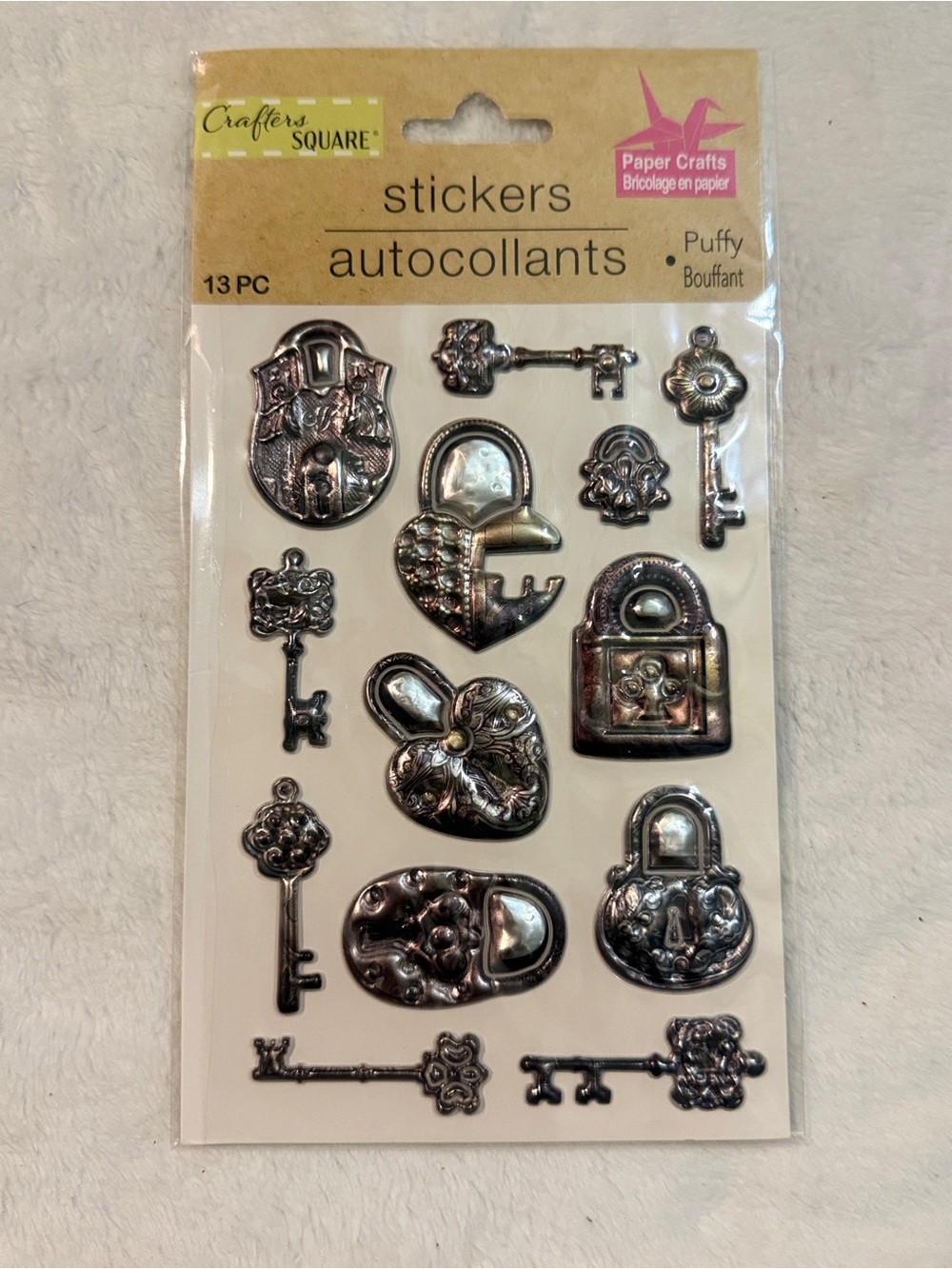 💜 Crafters Square Keys & Locks Puffy Stickers - Discontinued